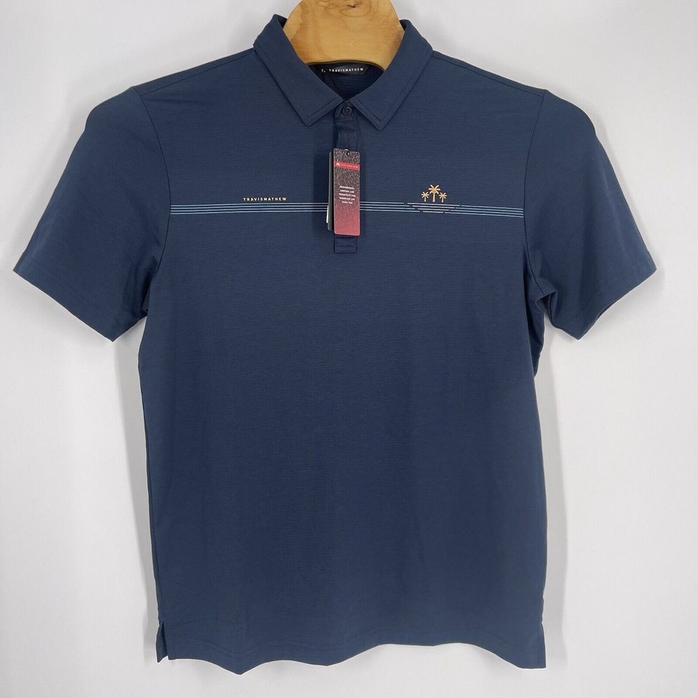 NWT Travis Matthew Bay Breaker golf polo shirt Mens Size Medium Blue - Picture 9 of 10